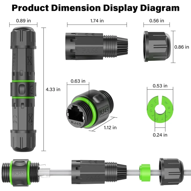 Alt view image 3 of 5 - Jadaol 10Gbps IP68 Outdoor Cat6 Waterproof RJ45 Coupler PoE Support 10-Pack