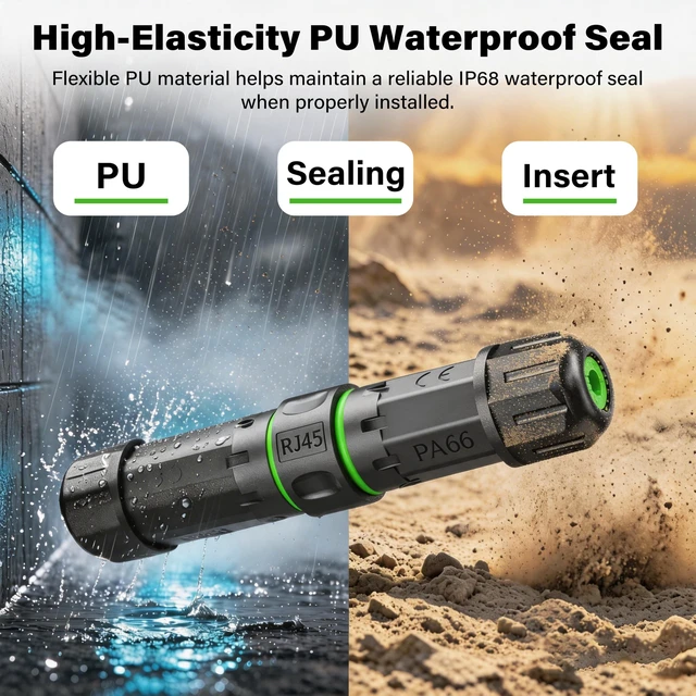 Alt view image 4 of 5 - Jadaol 10Gbps IP68 Outdoor Cat6 Waterproof RJ45 Coupler PoE Support 10-Pack