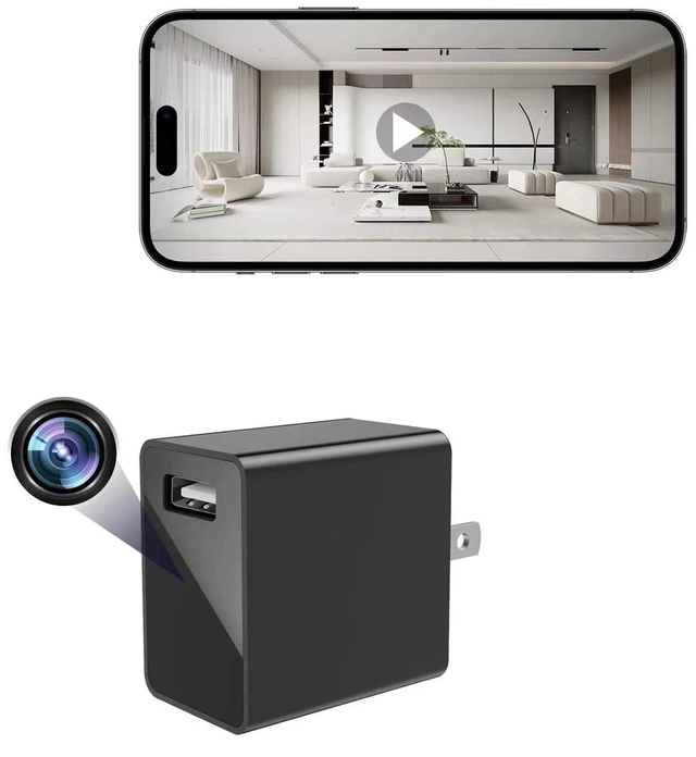 Main image of HiSpyCam USB Charger Camera - Wireless Plug Camera - Full HD 1080P - 140 Degree Wide Angle - WiFi Nanny Cam for Home Office Security - Motion Detection Alerts