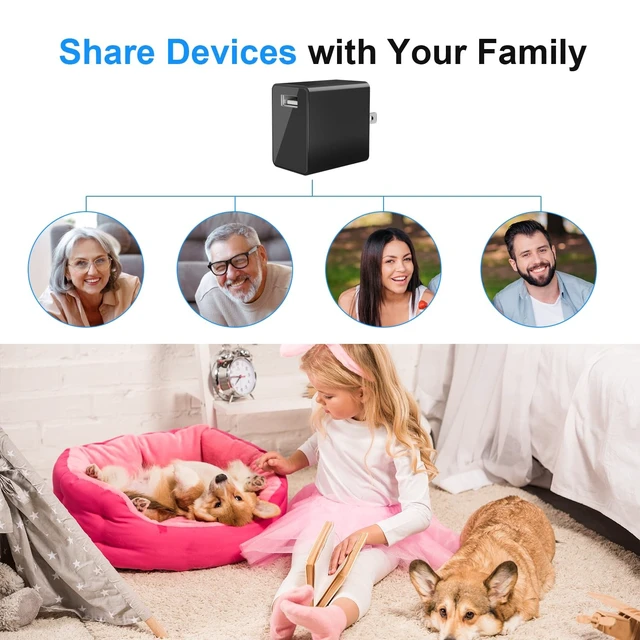 Alt view image 3 of 5 - HiSpyCam USB Charger Camera - Wireless Plug Camera - Full HD 1080P - 140 Degree Wide Angle - WiFi Nanny Cam for Home Office Security - Motion Detection Alerts