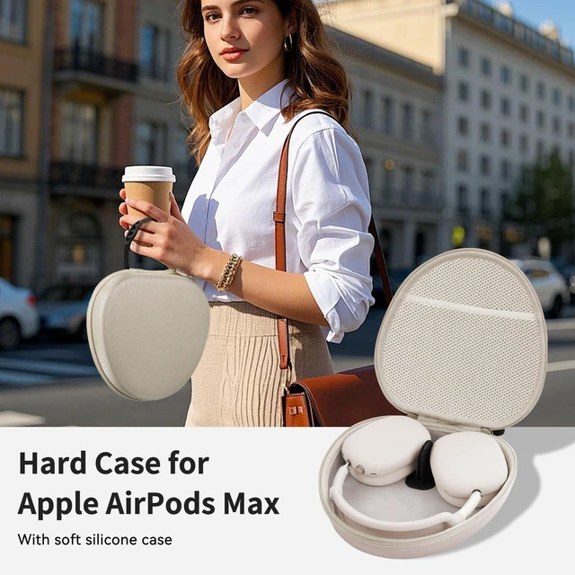 Alt view image 3 of 5 - Smart Case for Apple AirPods Max Supports Sleep Mode, with Ear Pad Case Cover/Ear Cups Cover/Headband Cover Silicone Accessories for AirPods Max Headphones,Hard Portable Carry Travel Storage Bag,Stone