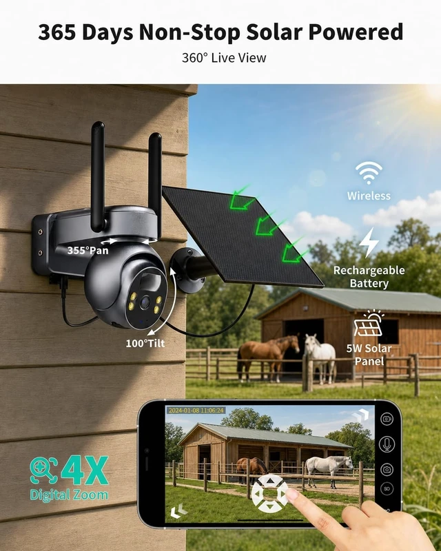 Alt view image 4 of 5 - LIWAN 4G LTE Cellular Security Camera Outdoor, No WiFi Security Camera, 2K