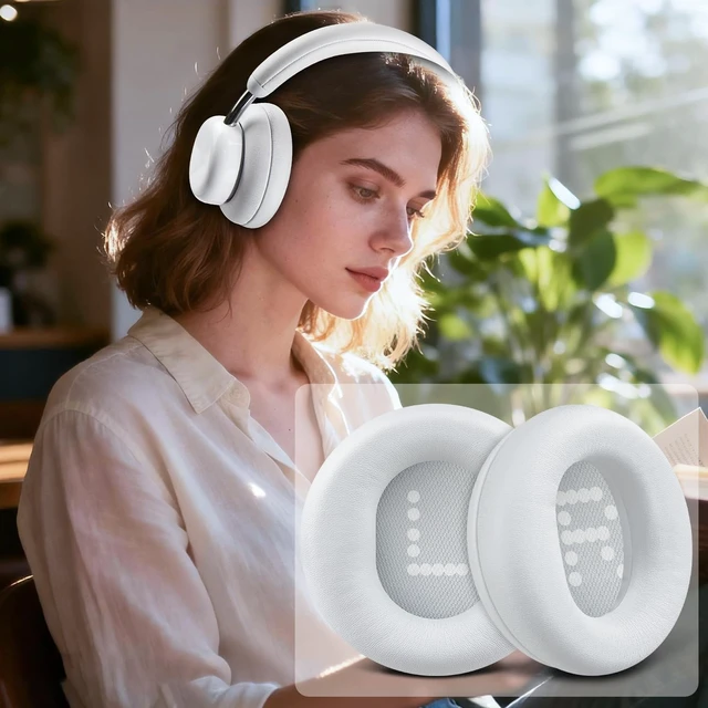 Alt view image 5 of 5 - SOULWIT Earpads for CMF by Nothing Headphone Pro ANC Wireless Headphones, Replacement Ear Pads Cushions with Soft Protein Leather and High-Density Memory Foam - White