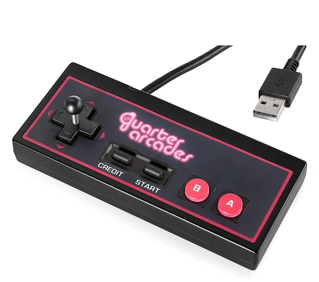 Main image of Quarter Arcades USB A Controller 1.5m Accessory for Mini Arcade Cabinet, Wired with Removable Thumbstick, Compatible with Windows 11 PC & Other Devices