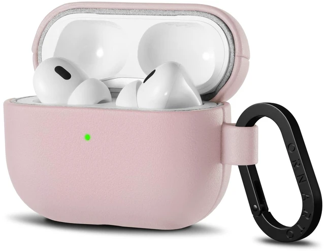 Main image of ORNARTO for AirPods Pro 2 Case, Vegan Leather Cover, Blush Pink