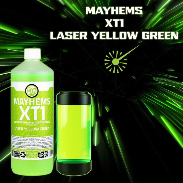 Alt view image 4 of 5 - Mayhems - XT1 Premixed PC Coolant - Computer Water Cooling Fluid - Liquid Cooling, Thermal Performance Series, 1 Litre, Laser Yellow Green