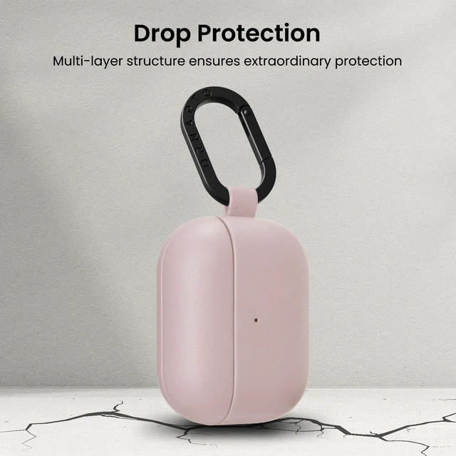 Alt view image 5 of 5 - ORNARTO for AirPods Pro 2 Case, Vegan Leather Cover, Blush Pink