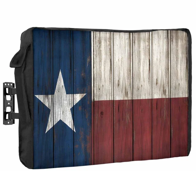 Main image of Rocking Giraffee Outdoor TV Cover Vintage Wood Texas Flag Waterproof Weatherproof TV Covers for 60 to 65 Inch Outside Flat Screen TV Protector Shield 58" W x 37" H x 4.5" D