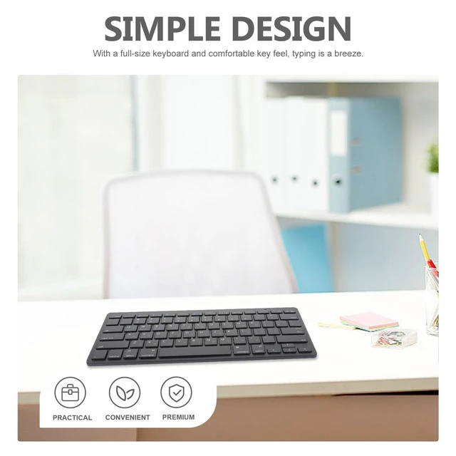 Alt view image 3 of 5 - Milisten Hebrew Keyboard Wireless English-Hebrew Keyboard Layout Portable Silent Thin Full Size for Laptop/Desktop Computer, Black