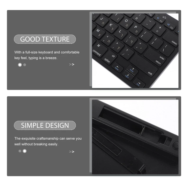 Alt view image 4 of 5 - Milisten Hebrew Keyboard Wireless English-Hebrew Keyboard Layout Portable Silent Thin Full Size for Laptop/Desktop Computer, Black