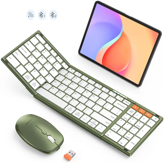 Main image of MEETION Foldable Bluetooth Keyboard and Mouse, Portable Combo Green