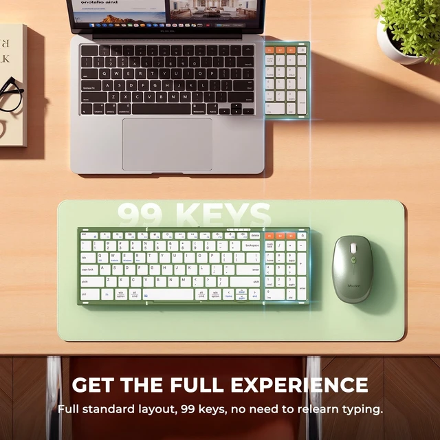 Alt view image 3 of 5 - MEETION Foldable Bluetooth Keyboard and Mouse, Portable Combo Green