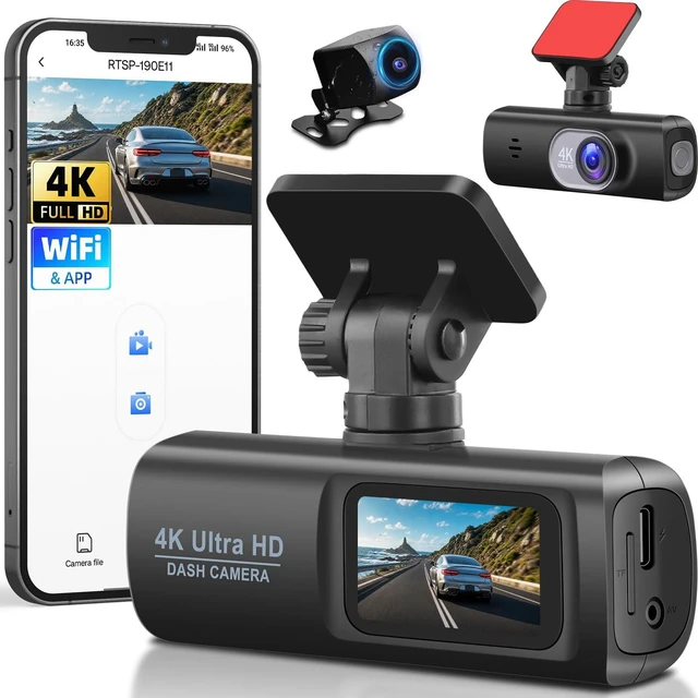 Main image of 4K Dash Cam with WiFi, 4K Front+1080P Rear, Dual Camera, Gravity Sensing, Parking Monitoring, Loop Recording, Night Vision, Parking Mode