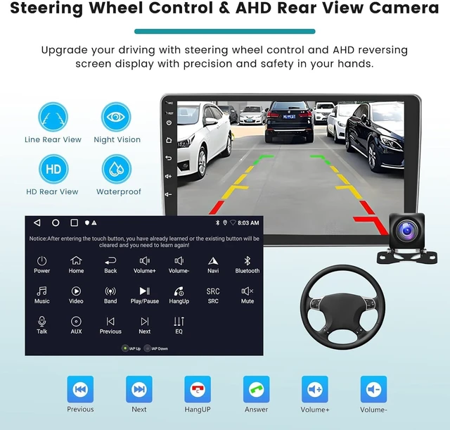 Alt view image 4 of 5 - 9" Single DIN Car Radio Stereo for Chevy GMC Trucks 1988 1989 1990 1991 1992-1994 with Carplay Android Auto Bluetooth 1 DIN Head Unit Touchscreen FM Radio Car Audio Receiver Backup Camera Mirror Link