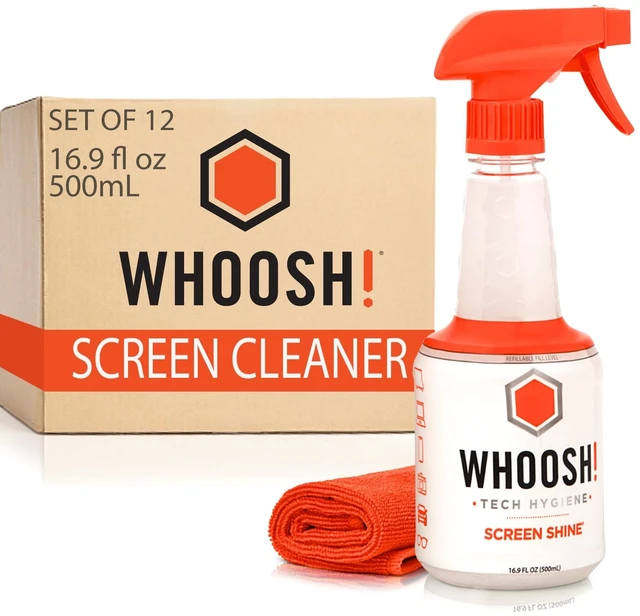 Main image of WHOOSH! Screen Shine Pro TV Screen Cleaner & Cloth, Set of 12, 16.9 fl oz