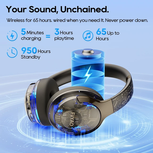 Alt view image 3 of 5 - BUGANI Bluetooth Headphones Over Ear with RGB Light