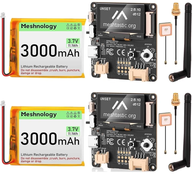 Main image of Meshnology Wio Tracker L1 Dev Board + 3000mah Battery with SX1262 nRF52840 Blue Tooth GPS 1.3" OLED Display, Battery Type-C Solar Charge, Rich Interface for Ar duino Meshtastic LoRa IoT (2 Pack)