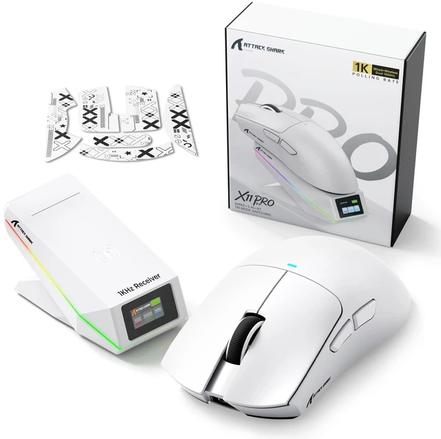 Main image of ATTACK SHARK X11PRO V2 Tri Mode Lightweight Wireless Gaming Mouse-White