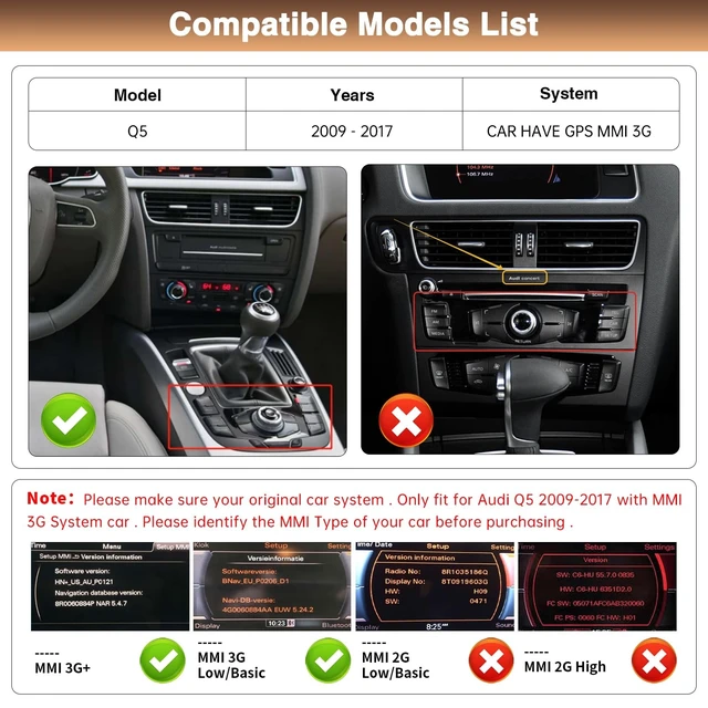 Alt view image 2 of 5 - Wireless Carplay Touch Screen for Audi Q5 Display Upgrade Screen 2009-2017 Year with 3G MMI System Support Android Auto,Mirrorlink,Siri,Bluetooth