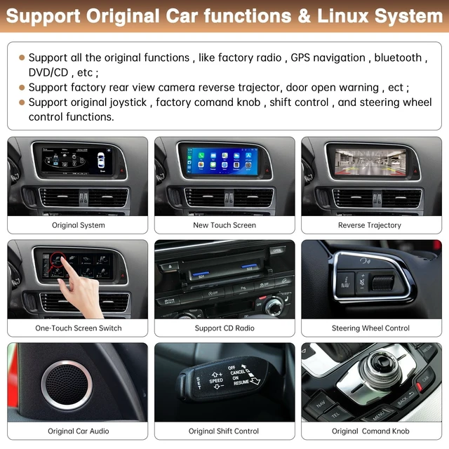 Alt view image 5 of 5 - Wireless Carplay Touch Screen for Audi Q5 Display Upgrade Screen 2009-2017 Year with 3G MMI System Support Android Auto,Mirrorlink,Siri,Bluetooth
