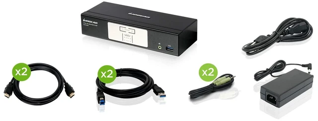 Main image of IOGEAR 2-Port HDMI 4K KVMP Switch - 2-Port USB 3.1 Hub Transfer Rate 5Gbps - 4K 60Hz - Control 2 Computers w/1 Keyboard Mouse - HD Audio - Auto Scan Mode - TAA - Mac / Win - GCS1932H