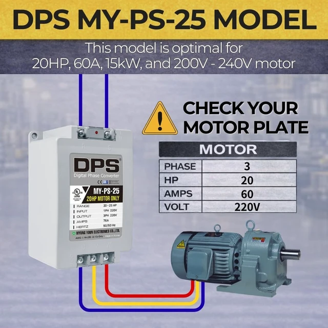 Alt view image 2 of 5 - DPS Digital Phase Converter 25HP MY-PS-25, Single to 3 Phase, 75A 200-240V