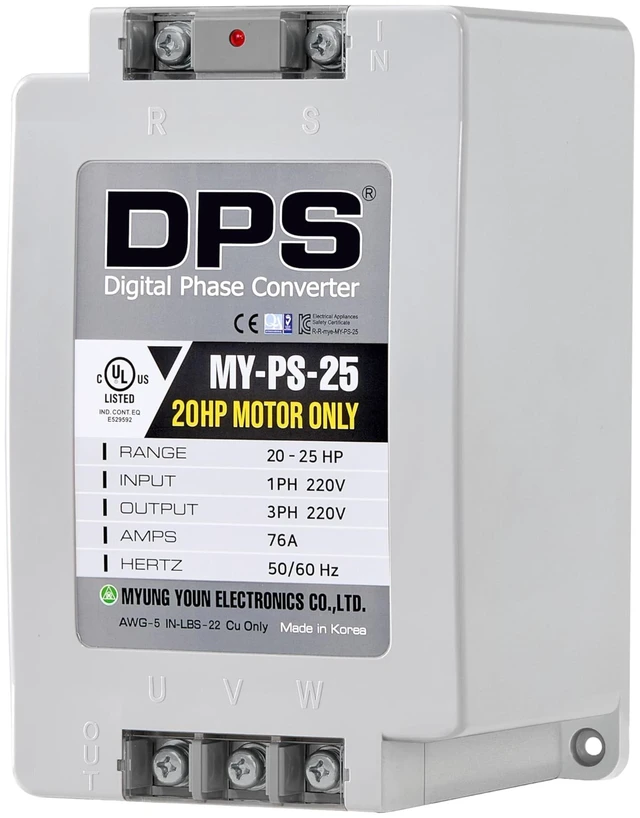 Main image of DPS Digital Phase Converter 25HP MY-PS-25, Single to 3 Phase, 75A 200-240V