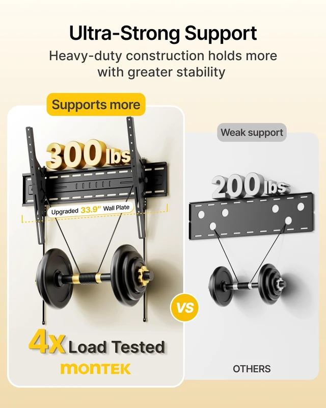 Alt view image 2 of 5 - monTEK Heavy Duty Tilting TV Wall Mount for 50-100" TVs, Max 300lbs