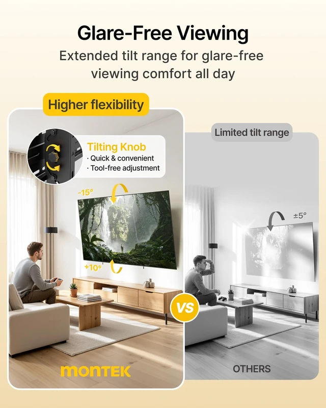 Alt view image 3 of 5 - monTEK Heavy Duty Tilting TV Wall Mount for 50-100" TVs, Max 300lbs