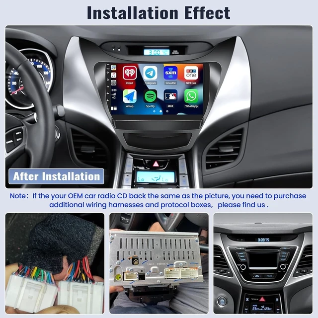 Alt view image 2 of 5 - Car Stereo for Hyundai Elantra 2012-2013 9 Inch Car Radio with Bluetooth FM/RDS Carplay Android Auto Mirror Link SWC Backup Camera