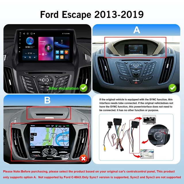 Alt view image 2 of 5 - Upgrade 8 Core 4G+32G Android 14 Car Radio for Ford Escape 2013-2019