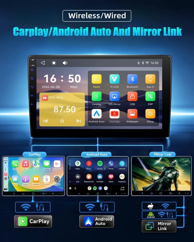 Alt view image 3 of 5 - Car Stereo for Hyundai Elantra 2012-2013 9 Inch Car Radio with Bluetooth FM/RDS Carplay Android Auto Mirror Link SWC Backup Camera