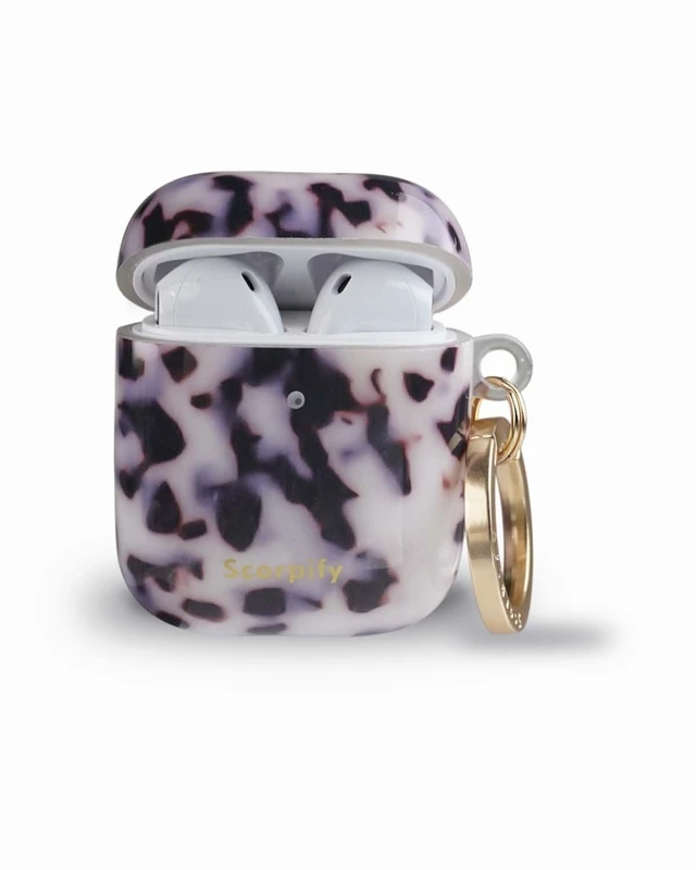Alt view image 2 of 5 - SCORPIFY for AirPods Case 1 & 2 (1st & 2nd Generation, 2016/2019) with Keychain, Compatible with Apple AirPod 1 & 2, Cute Protective Hard Shell Cover, Earbuds Case for Women - Pink Tortoise Shell