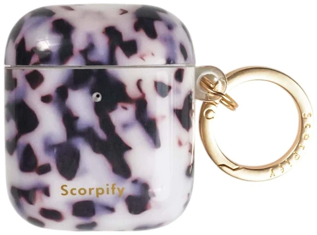 Main image of SCORPIFY for AirPods Case 1 & 2 (1st & 2nd Generation, 2016/2019) with Keychain, Compatible with Apple AirPod 1 & 2, Cute Protective Hard Shell Cover, Earbuds Case for Women - Pink Tortoise Shell