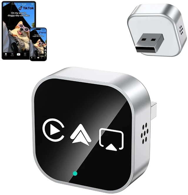 Main image of UFOself 4in1 Wireless CarPlay Android Auto Adapter Screen Mirroring Silver