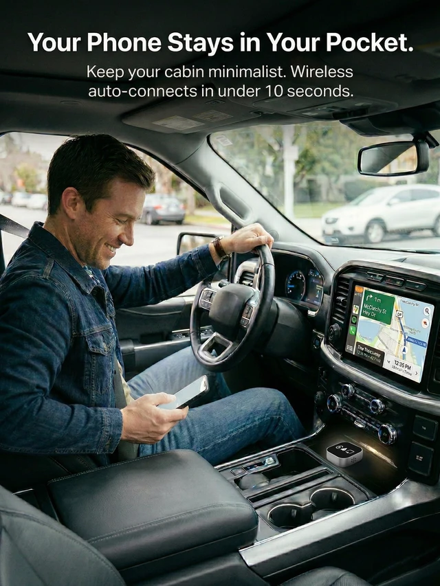 Alt view image 3 of 5 - UFOself 4in1 Wireless CarPlay Android Auto Adapter Screen Mirroring Silver