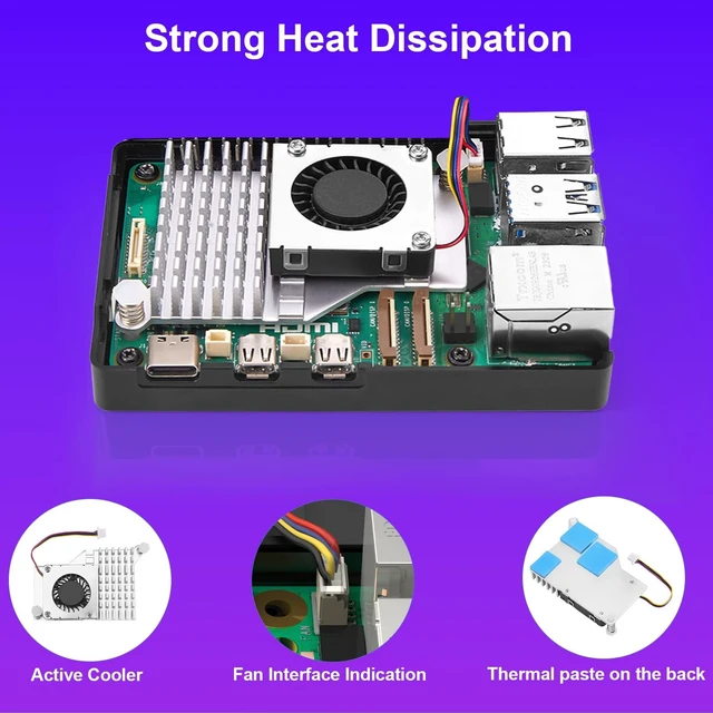 Alt view image 4 of 5 - SANOOV Basic Kit for Raspberry Pi 5 16GB RAM with Active Cooler ABS Case
