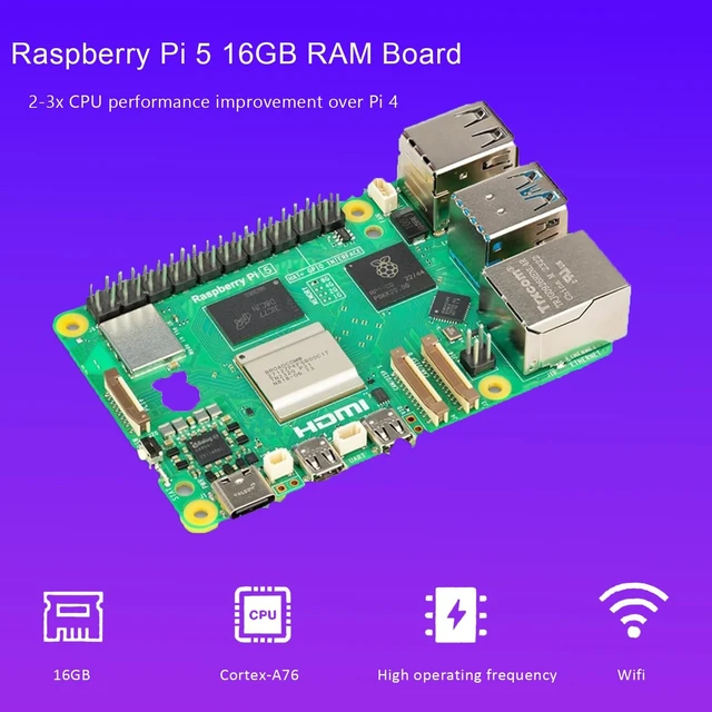 Alt view image 5 of 5 - SANOOV Basic Kit for Raspberry Pi 5 16GB RAM with Active Cooler ABS Case
