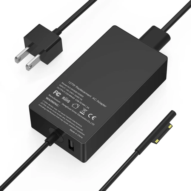 Main image of Microsoft Laptop ChargerSurface Book 3 Charger 127W 15V 8A AC Power Supply Adapter Compatible with Surface Pro X 7 6 5 4 3, Surface Book 3 2 1, Surface Laptop 4 3 2 1 and Surface Go Power Cord