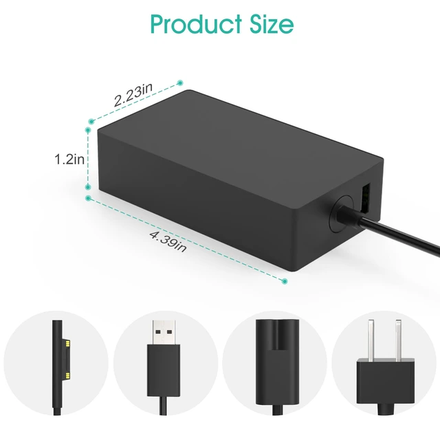 Alt view image 3 of 5 - Microsoft Laptop ChargerSurface Book 3 Charger 127W 15V 8A AC Power Supply Adapter Compatible with Surface Pro X 7 6 5 4 3, Surface Book 3 2 1, Surface Laptop 4 3 2 1 and Surface Go Power Cord