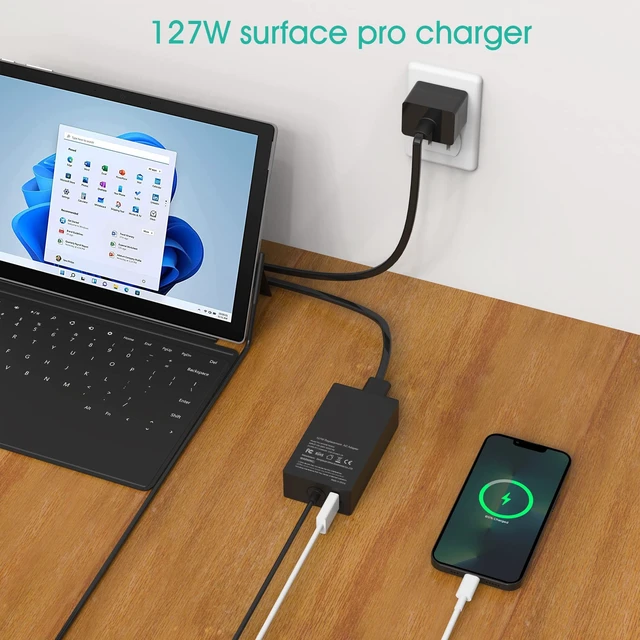Alt view image 5 of 5 - Microsoft Laptop ChargerSurface Book 3 Charger 127W 15V 8A AC Power Supply Adapter Compatible with Surface Pro X 7 6 5 4 3, Surface Book 3 2 1, Surface Laptop 4 3 2 1 and Surface Go Power Cord