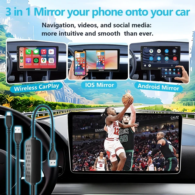 Alt view image 2 of 5 - Koogold Wireless CarPlay Adapter with Screen Mirroring Plug and Play