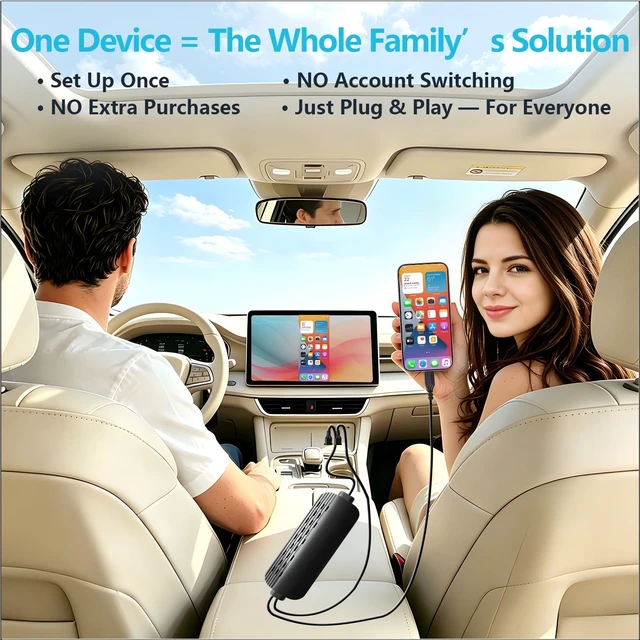 Alt view image 3 of 5 - Koogold Wireless CarPlay Adapter with Screen Mirroring Plug and Play
