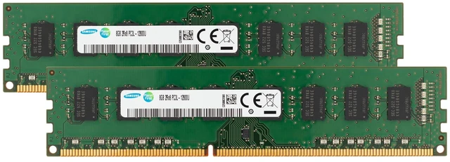 Main image of Samsung 16GB (2x8GB) DDR3/DDR3L 1600MHz PC3L-12800 (PC3-12800) CL11 UDIMM 2Rx8 Dual Rank 1.35V Non-ECC DIMM 240-Pin Desktop PC RAM Memory
