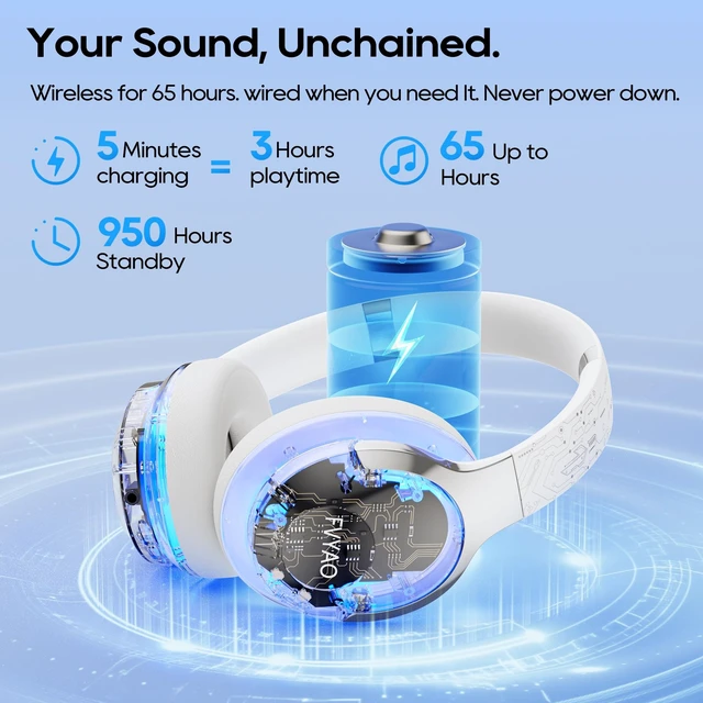 Alt view image 3 of 5 - BUGANI Bluetooth Headphones Over Ear with RGB Light