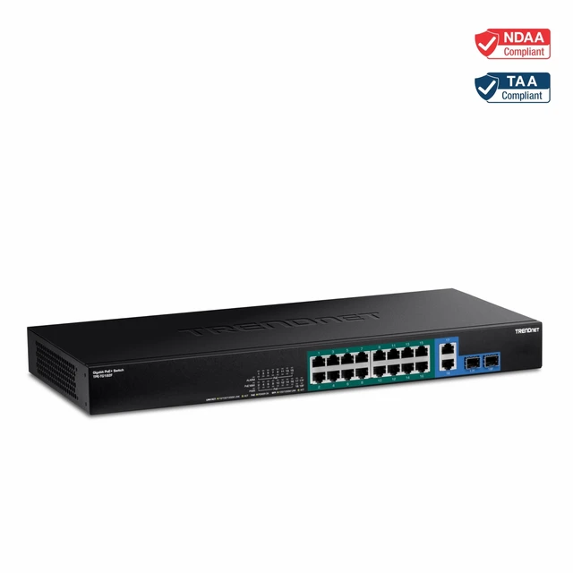 Alt view image 4 of 5 - TRENDnet 18-Port Gigabit PoE+ Switch, TPE-TG182F, Lifetime Protection
