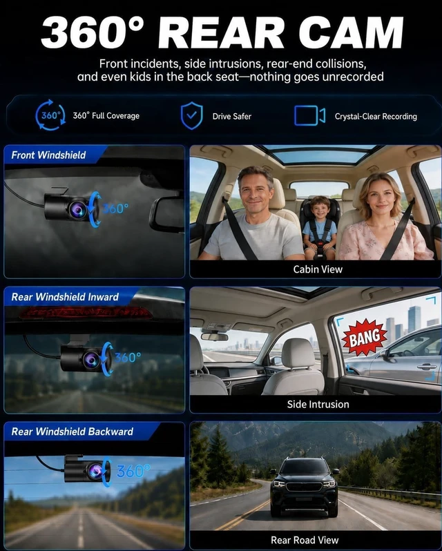 Alt view image 5 of 5 - 4K+4K Dash Cam Front and Rear, 20 Mbps+ Ethernet Transfer & Stable WiFi 6, Touch Screen Dash Camera for Cars with GPS, G-Sensor,Night Vision, 24H Parking Mode, Support 1TB(A80Pro)