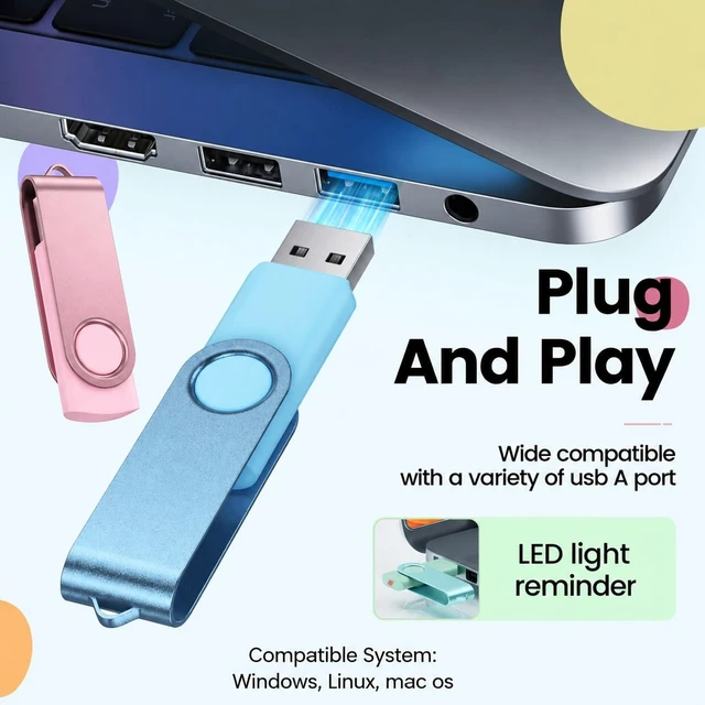 Alt view image 2 of 5 - Kepmem Flash Drive 4GB USB 2.0 10 Pack Swivel Blank Memory Stick