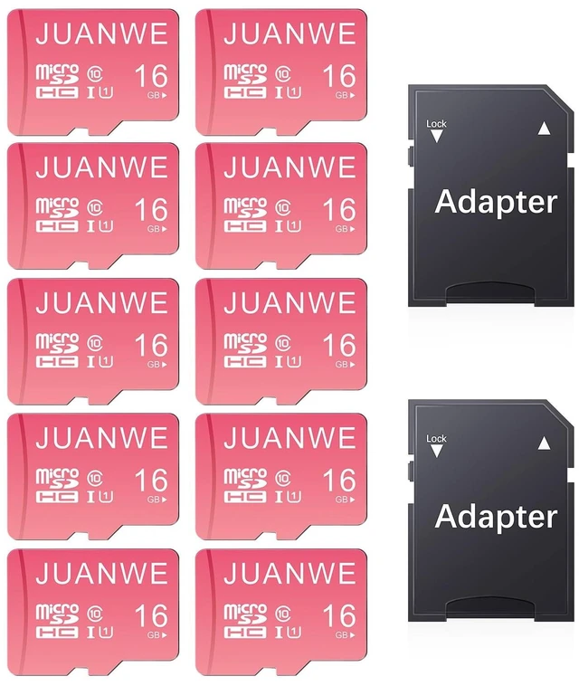 Main image of JUANWE 16GB Micro SD Card 10 Pack MicroSDHC Memory Card with SD Adapter