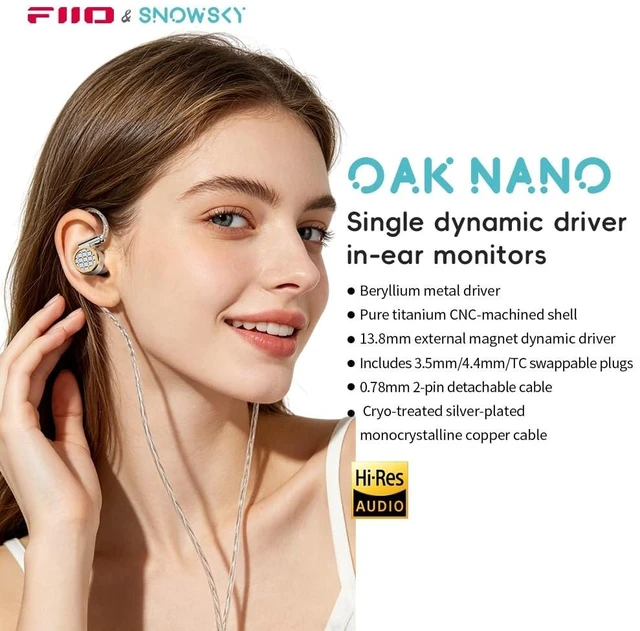 Alt view image 2 of 5 - SNOWSKY Oak Nano Flagship in-Ear Monitors, 13.8mm Beryllium Dynamic Driver, Titanium CNC Shell, Natural High-Resolution Sound, Cryogenic OCC Cable, 3.5mm/4.4mm Balanced & USB-C DSP Modular System
